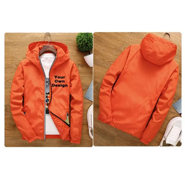 2019 S-6XL Your OWN Design Brand Logo/Picture White Custom Men and women jackets Plus Size Jacket Men Clothing Outdoor SA-8