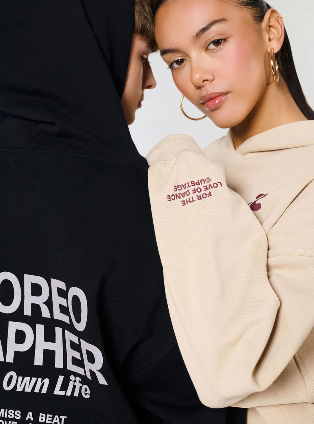 Adults Choreographer Logo Freestyle Oversized Hoodie Beige