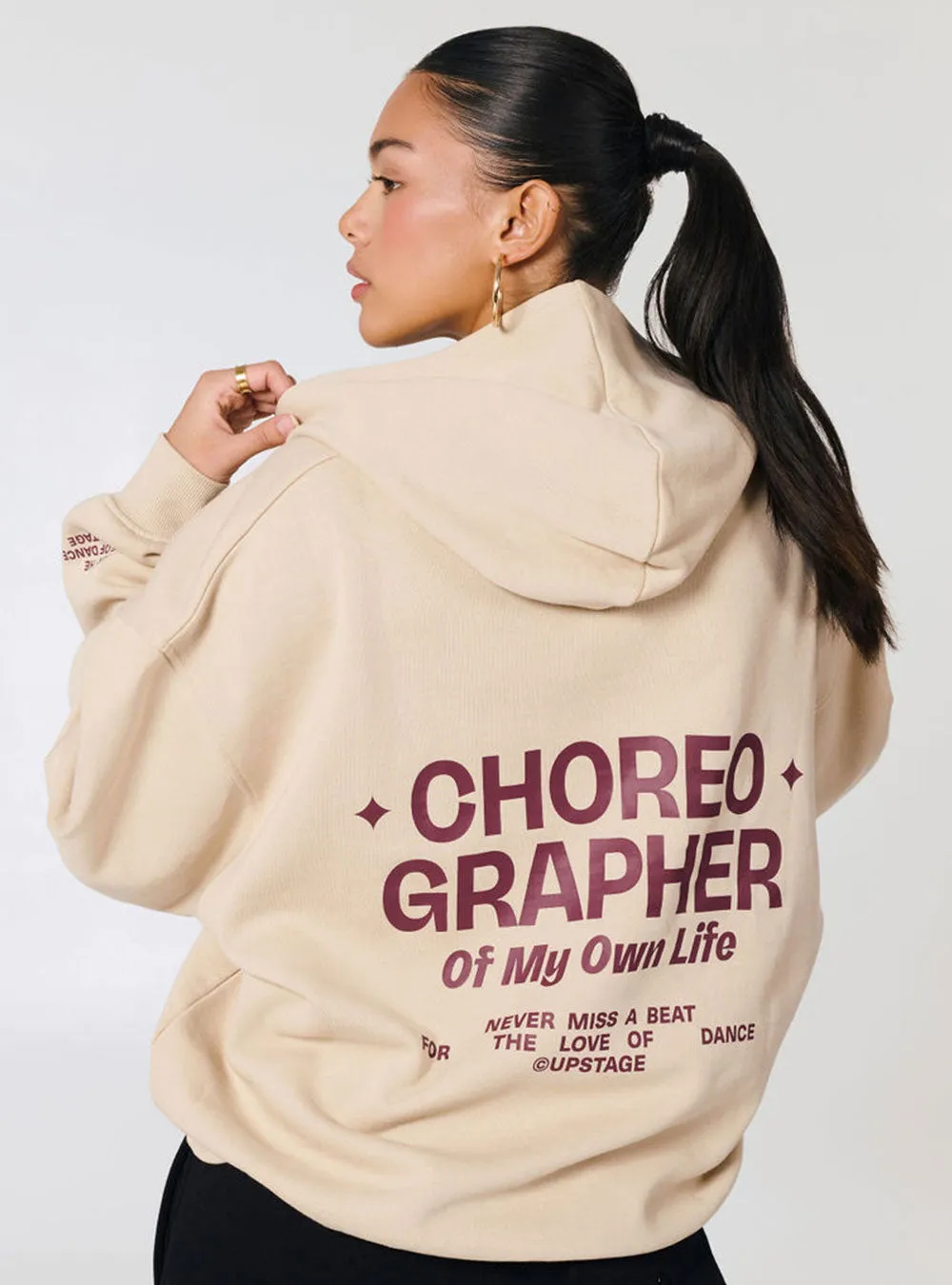 Adults Choreographer Logo Freestyle Oversized Hoodie Beige