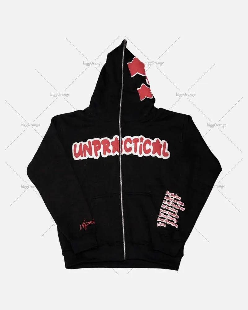 Advbridge Trendy Brand Harajuku Y2K Streetwear American Retro Letter Print Zipper Hoodie Jacket Men Punk Casual Oversized Sweatshirt Women
