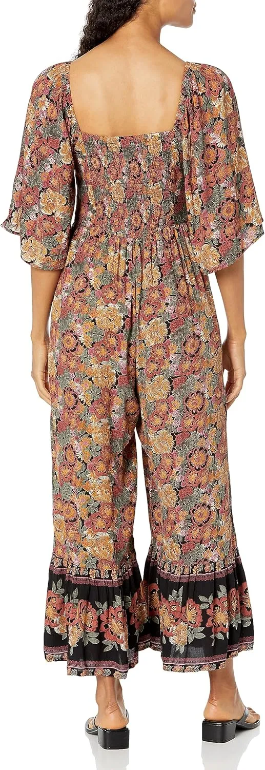 Angie Womens Women's Smocked Bust Short Sleeve Jumpsuit