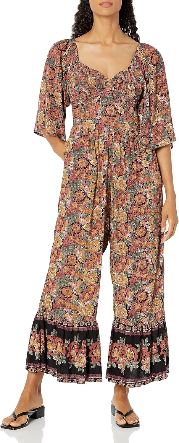 Angie Womens Women's Smocked Bust Short Sleeve Jumpsuit