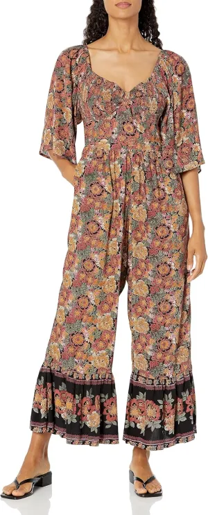 Angie Womens Women's Smocked Bust Short Sleeve Jumpsuit