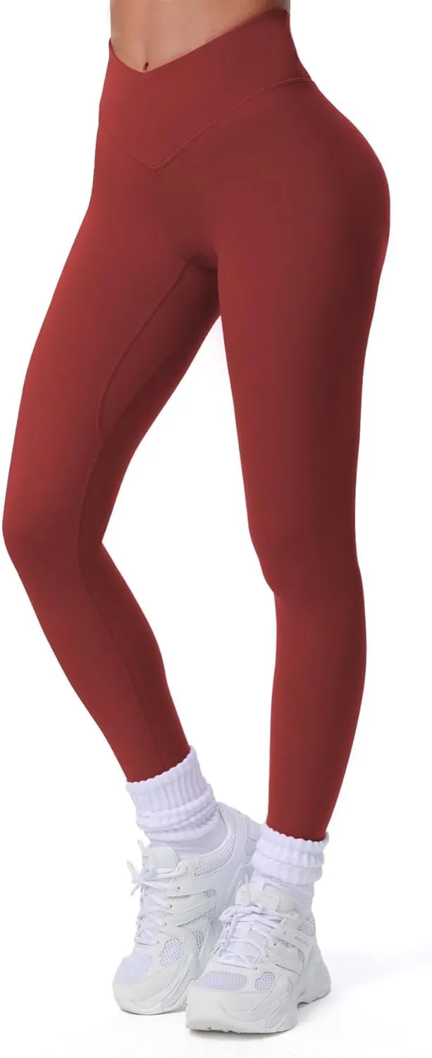 Aoxjox Workout Leggings for Women Vanity V Waist Hight Waist Tummy Control Hidden Scrunch Athletic Gym Yoga Pants 24"/26"/28"