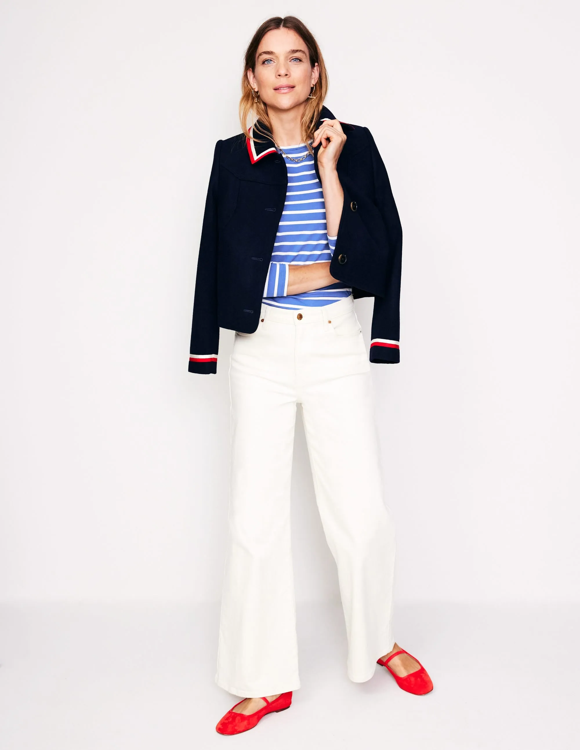 Arabella Stripe Jersey Top-Blue, Ivory Stripe