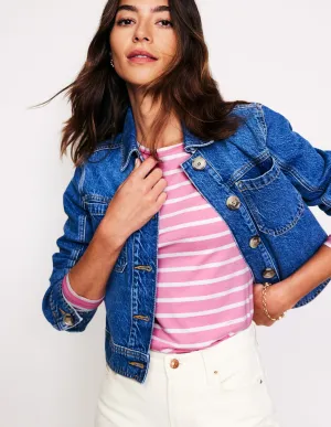 Arabella Stripe Jersey Top-Pink, Ivory Stripe