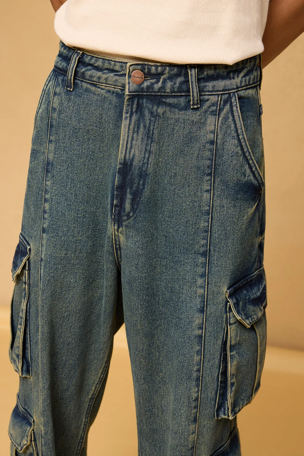 Astral Blue Utility Men's Baggy Cargo Jeans