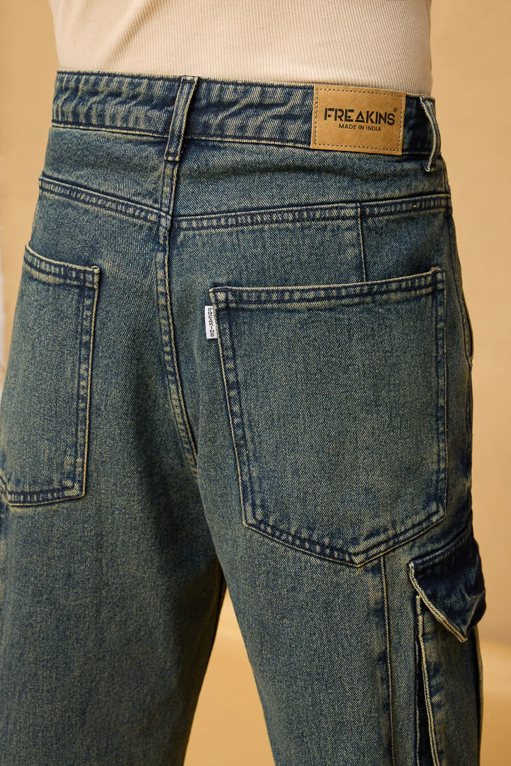 Astral Blue Utility Men's Baggy Cargo Jeans