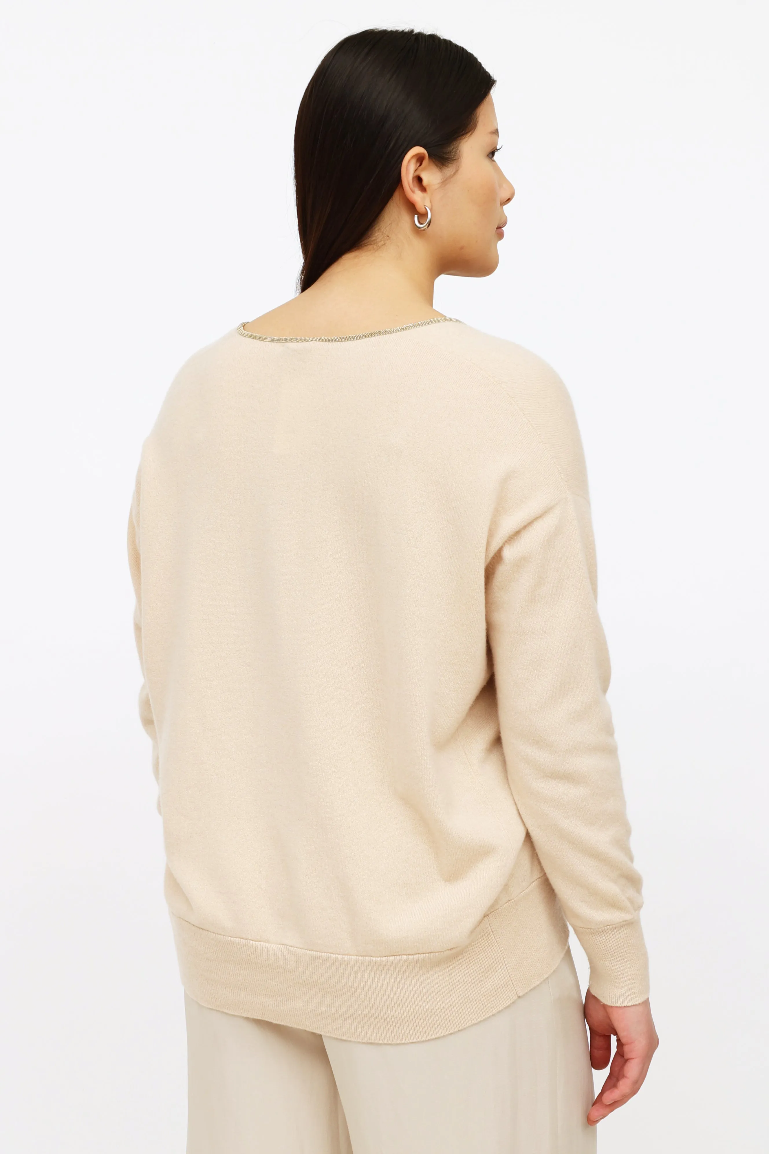 Beige Cashmere Knit Sweater
