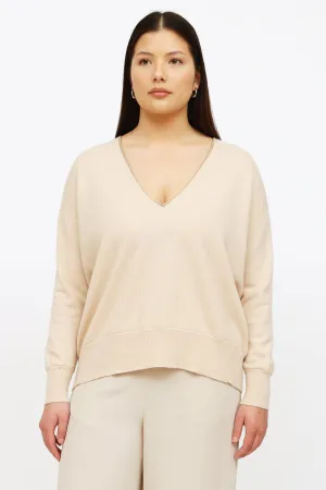 Beige Cashmere Knit Sweater