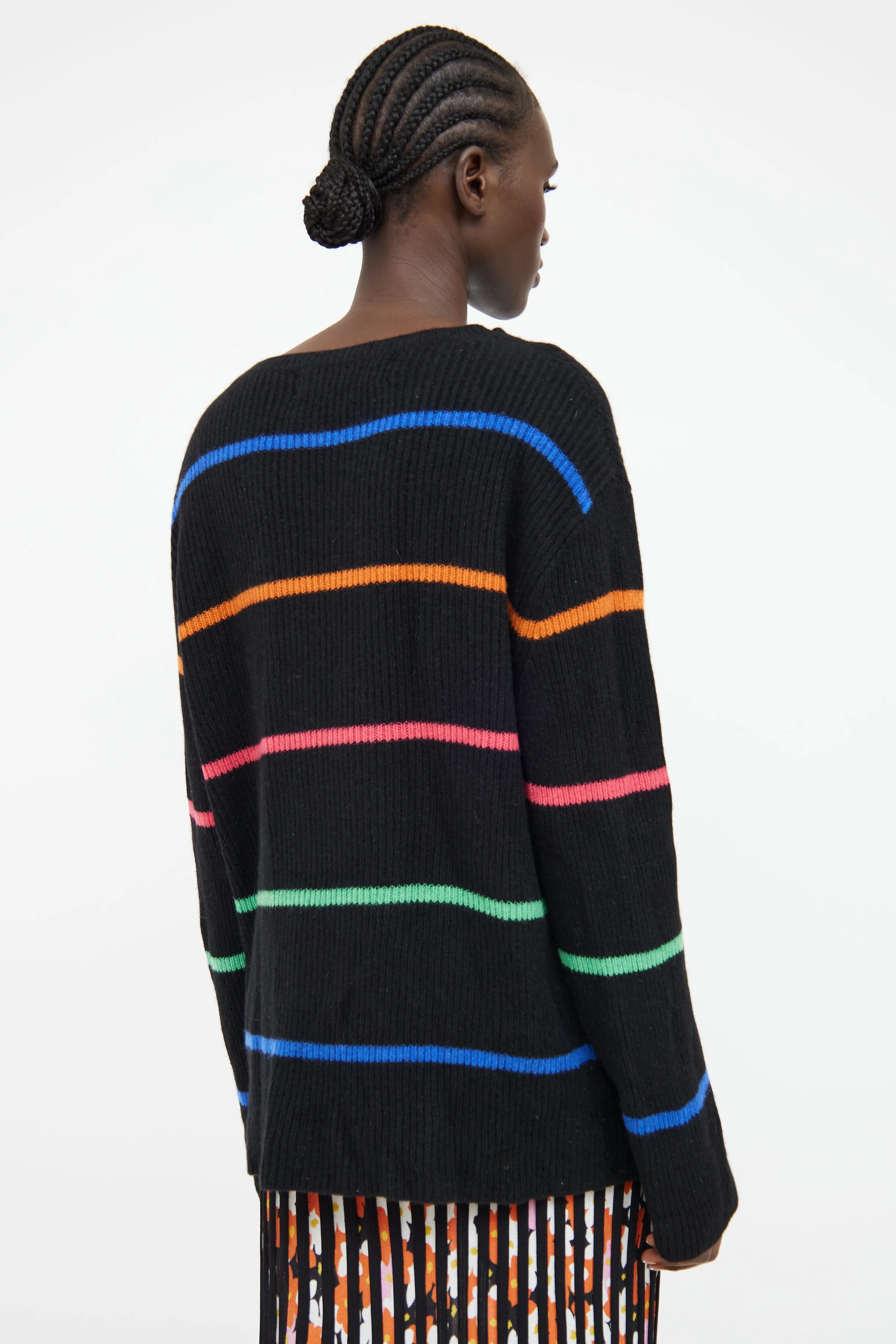 Black & Multicoloured Stripe Knit Sweater