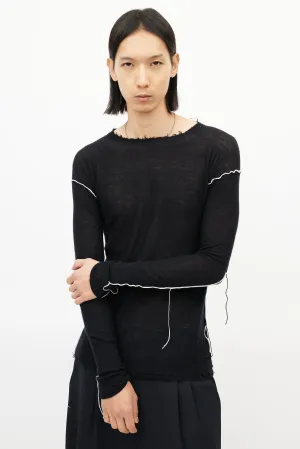 Black & White Fringe Cashmere Knit Sweater