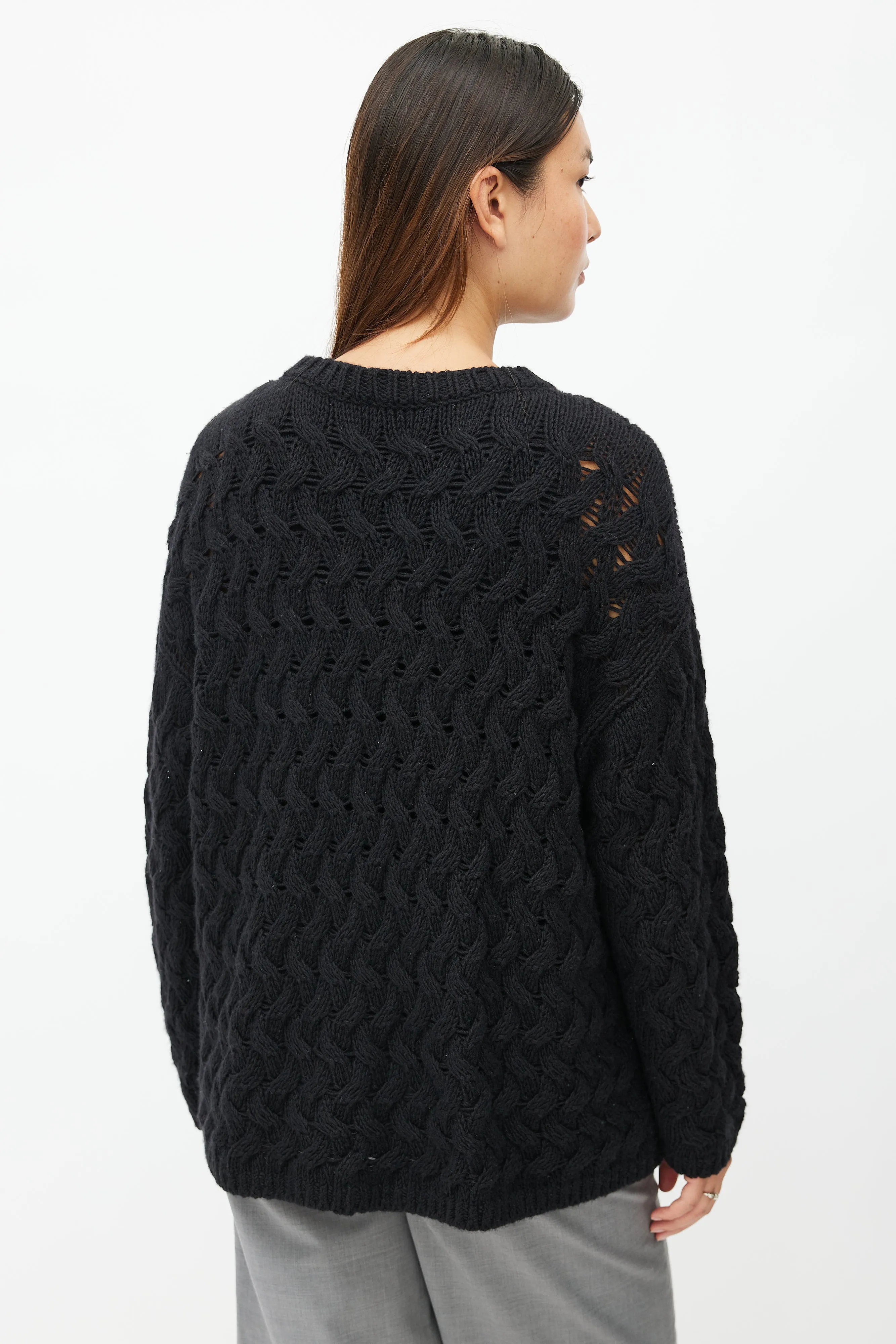 Black Cableknit Cashmere Sweater