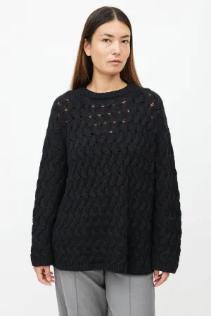 Black Cableknit Cashmere Sweater