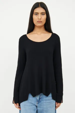 Black Cashmere Knit Scoop Neck Sweater
