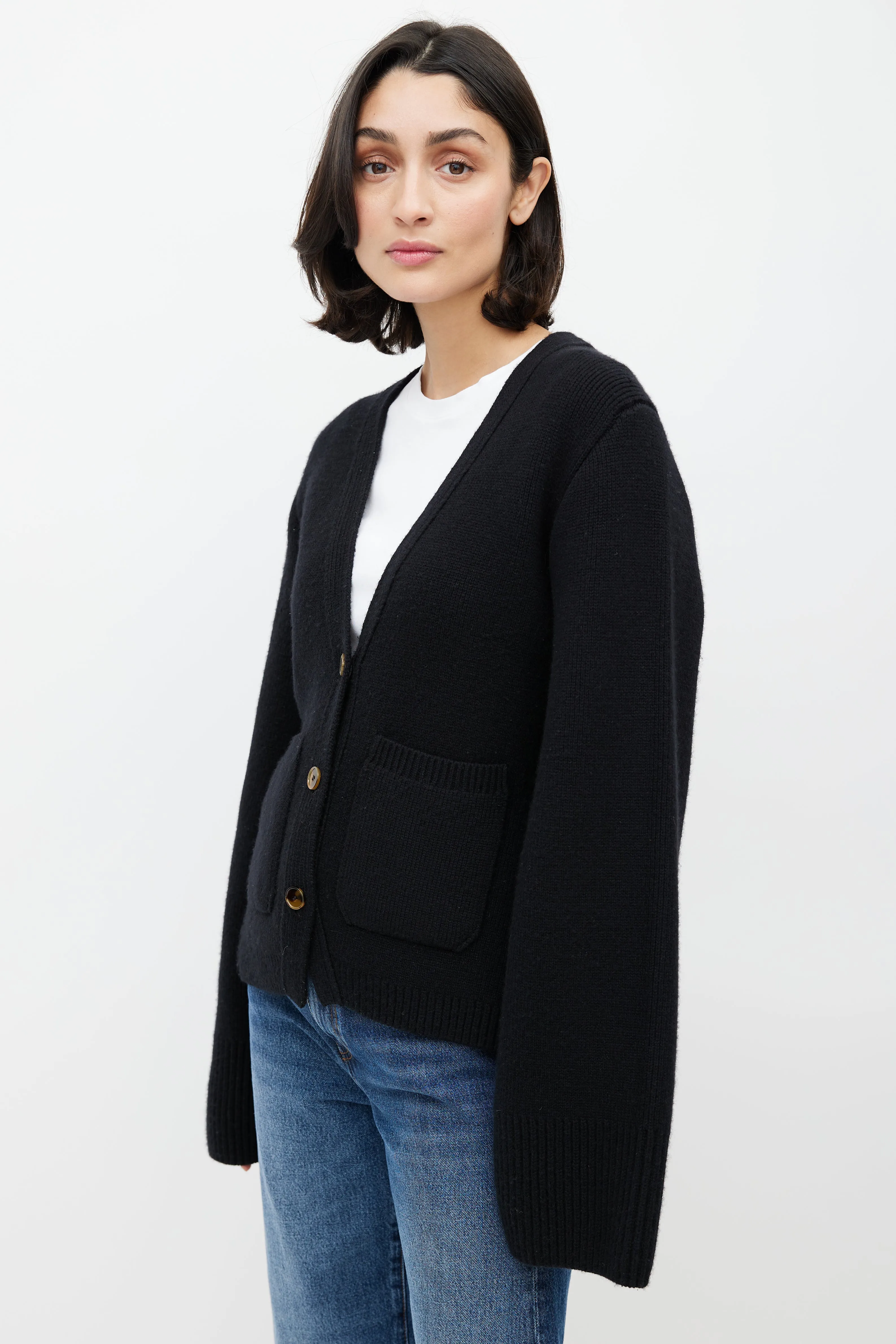 Black Cashmere Scarlet Cardigan