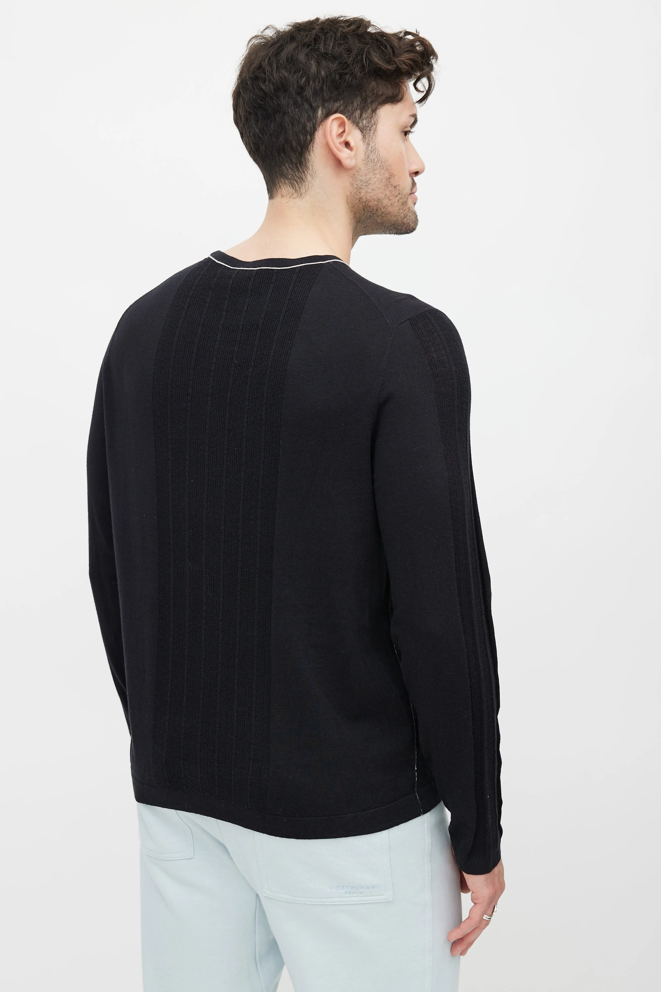 Black Ribbed Knit Sweater