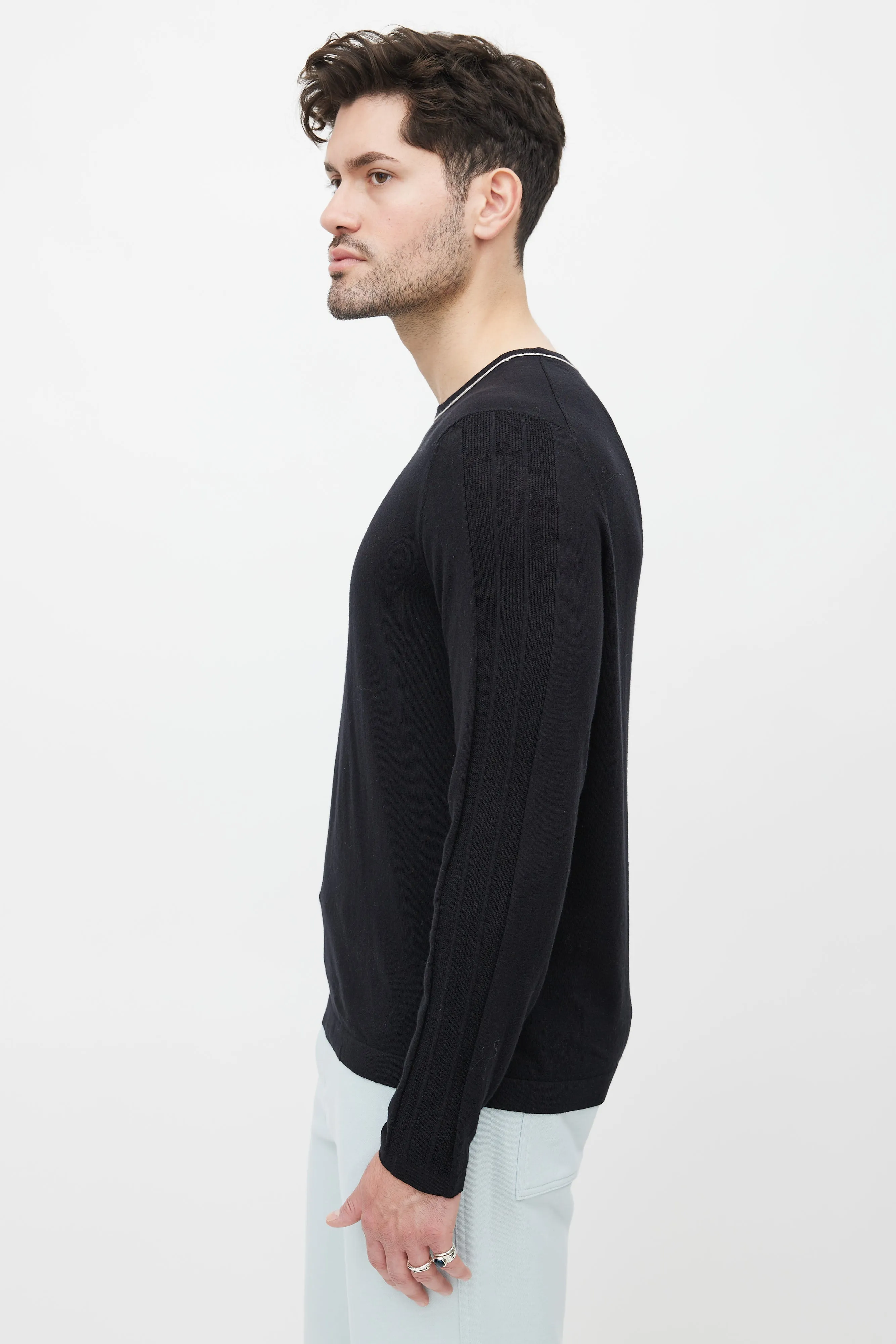 Black Ribbed Knit Sweater