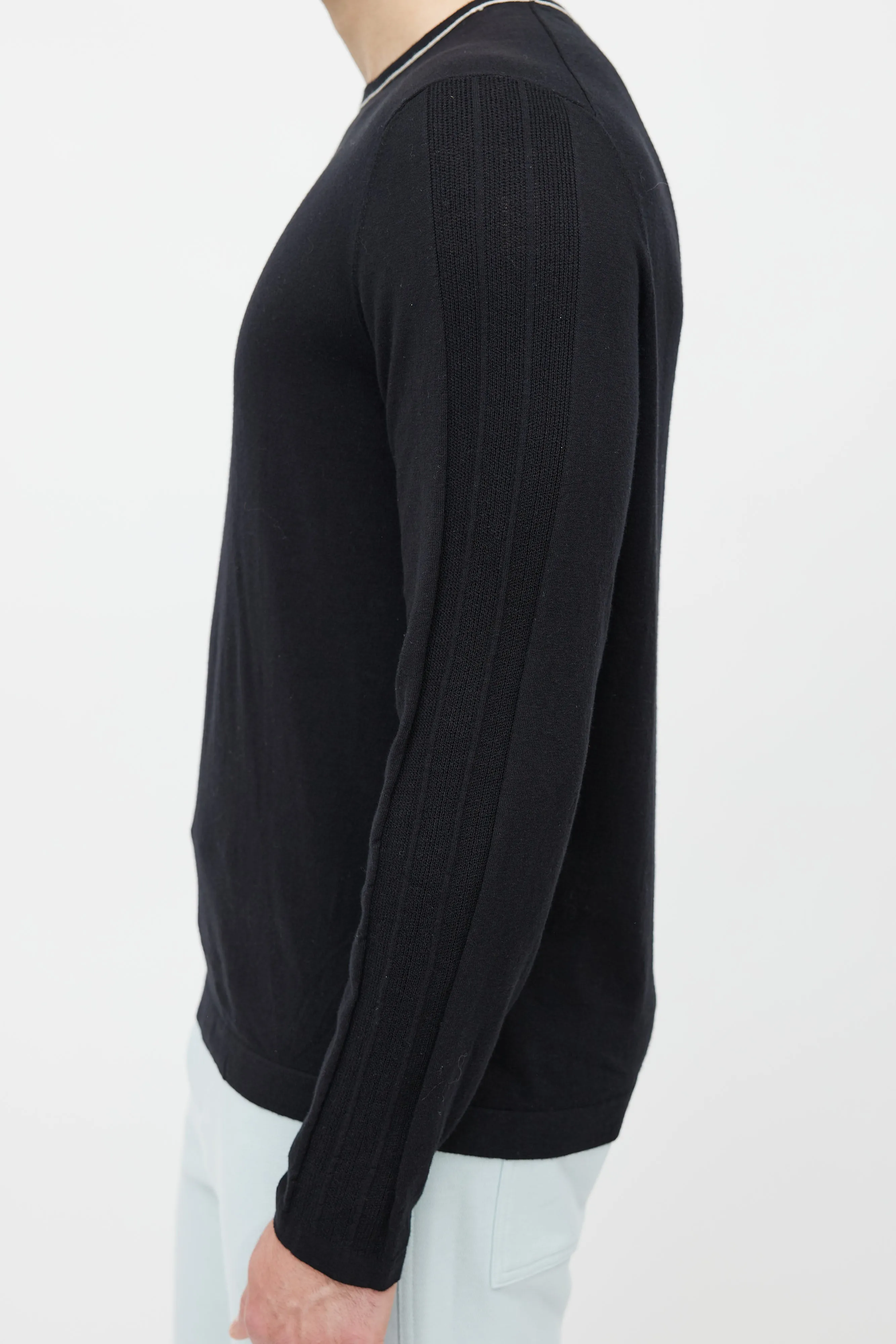 Black Ribbed Knit Sweater