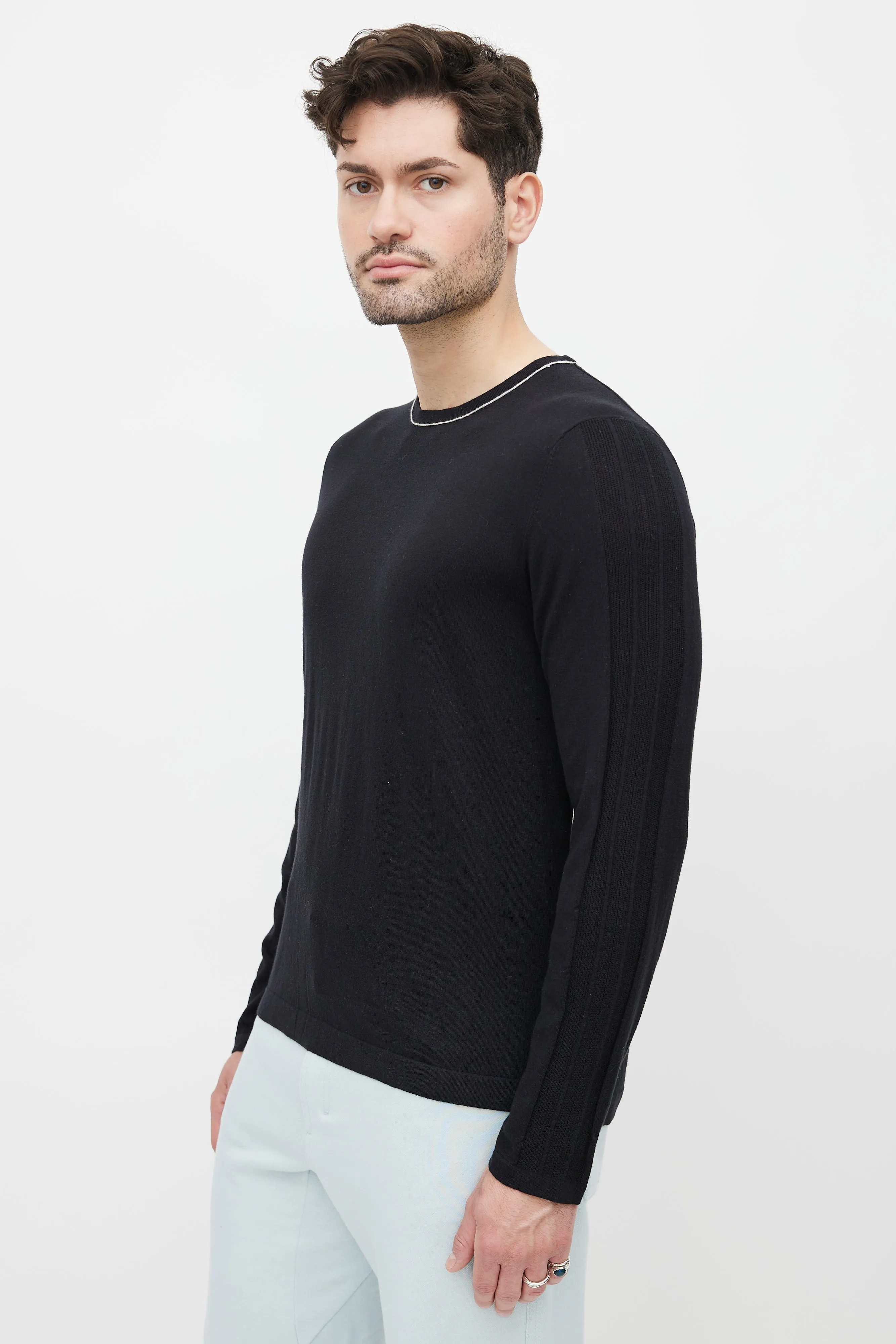 Black Ribbed Knit Sweater