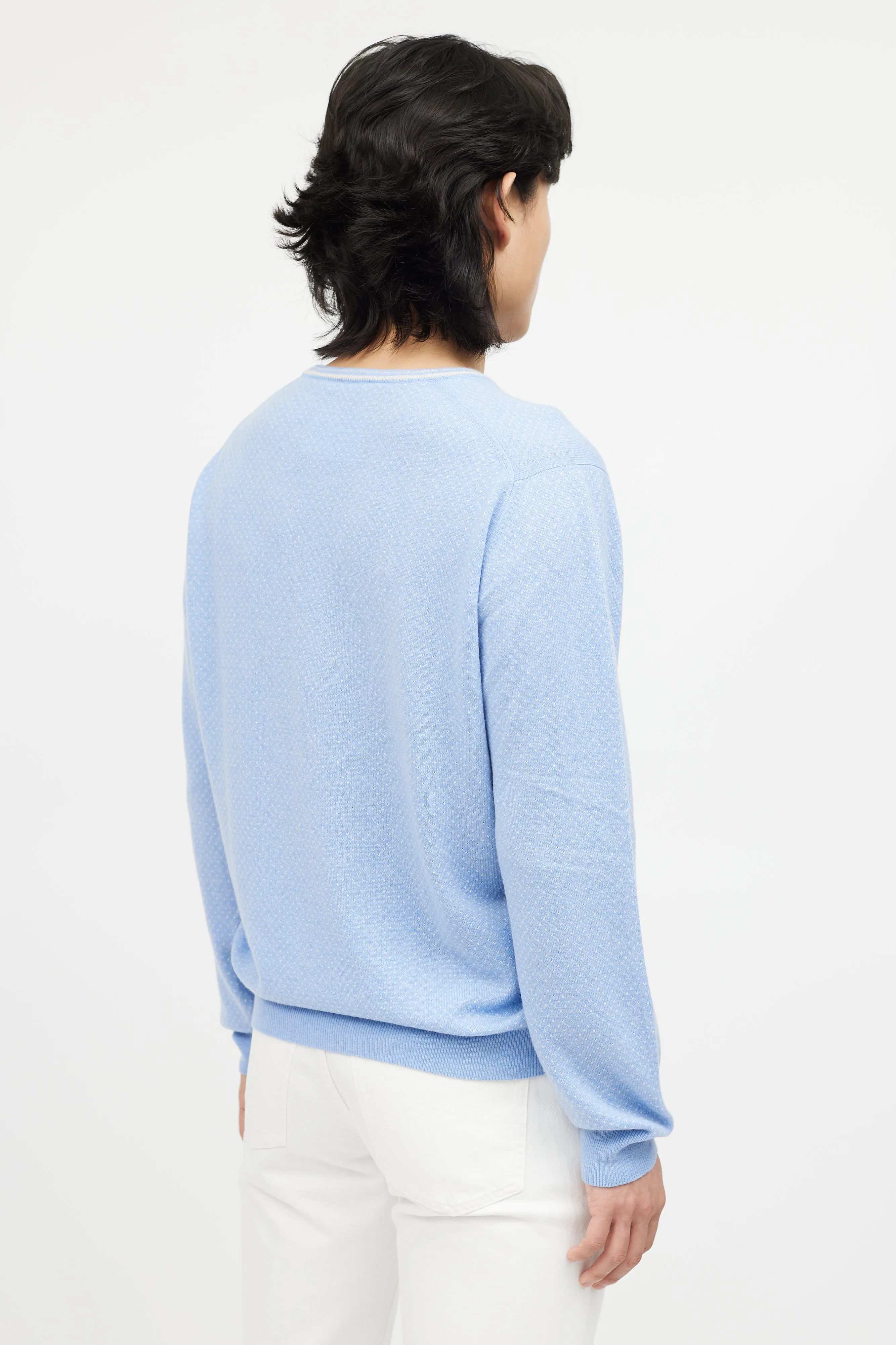 Blue & White Cashmere Knit Sweater