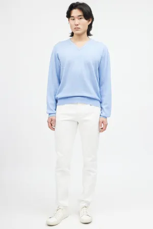 Blue & White Cashmere Knit Sweater