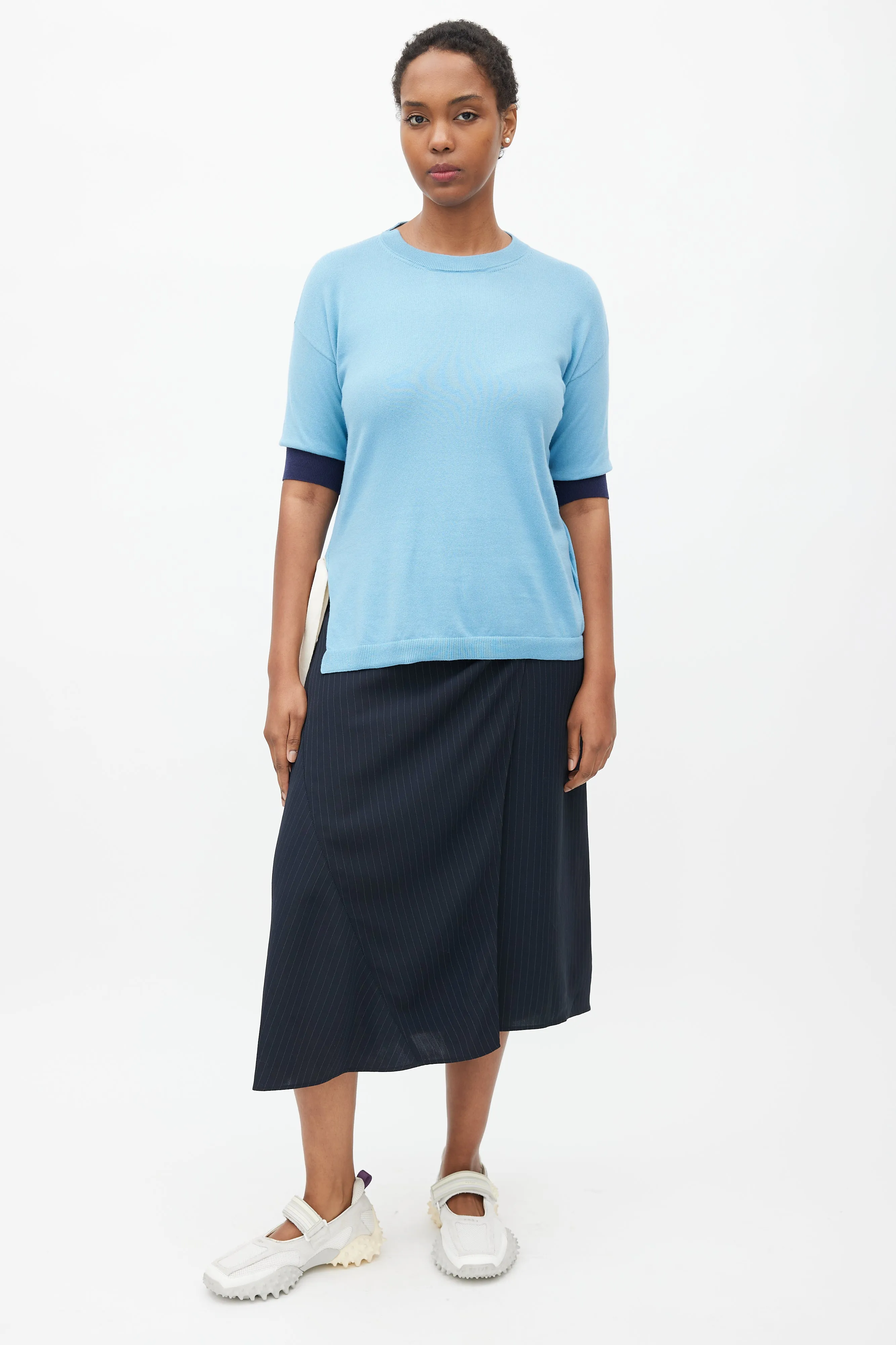 Blue Knit Tie Sweater