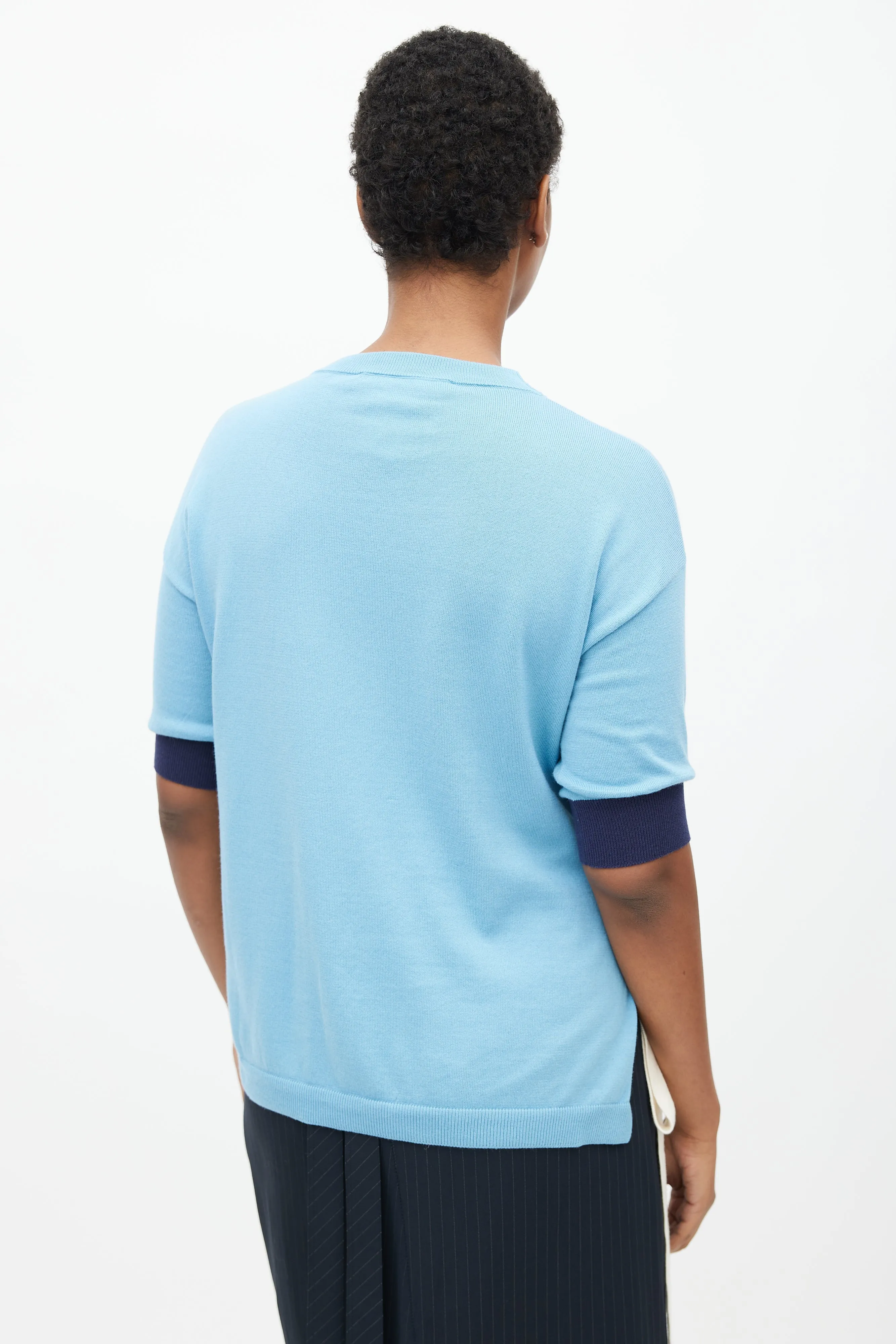 Blue Knit Tie Sweater