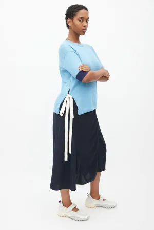 Blue Knit Tie Sweater
