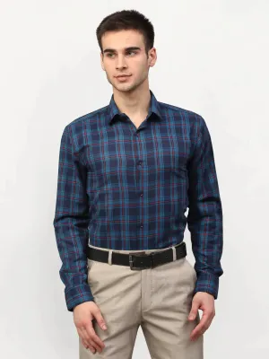 Blue Men'S Checked Formal Shirts