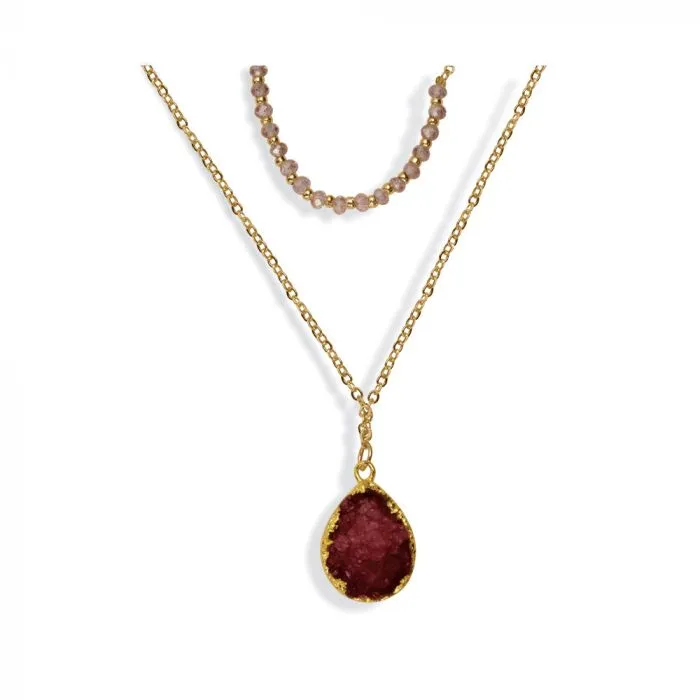 Bohemian Dual Layered Druzy Necklace