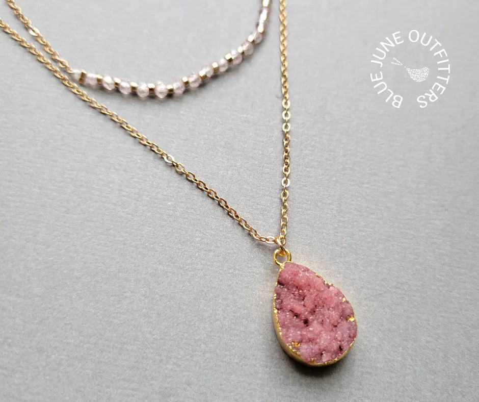 Bohemian Dual Layered Druzy Necklace