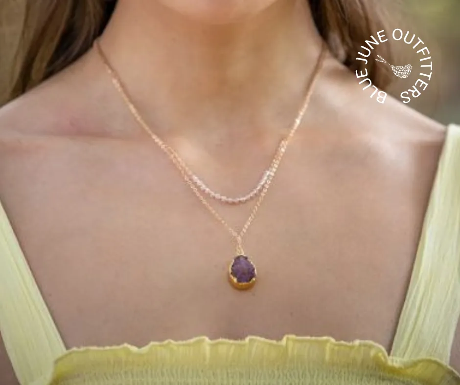 Bohemian Dual Layered Druzy Necklace