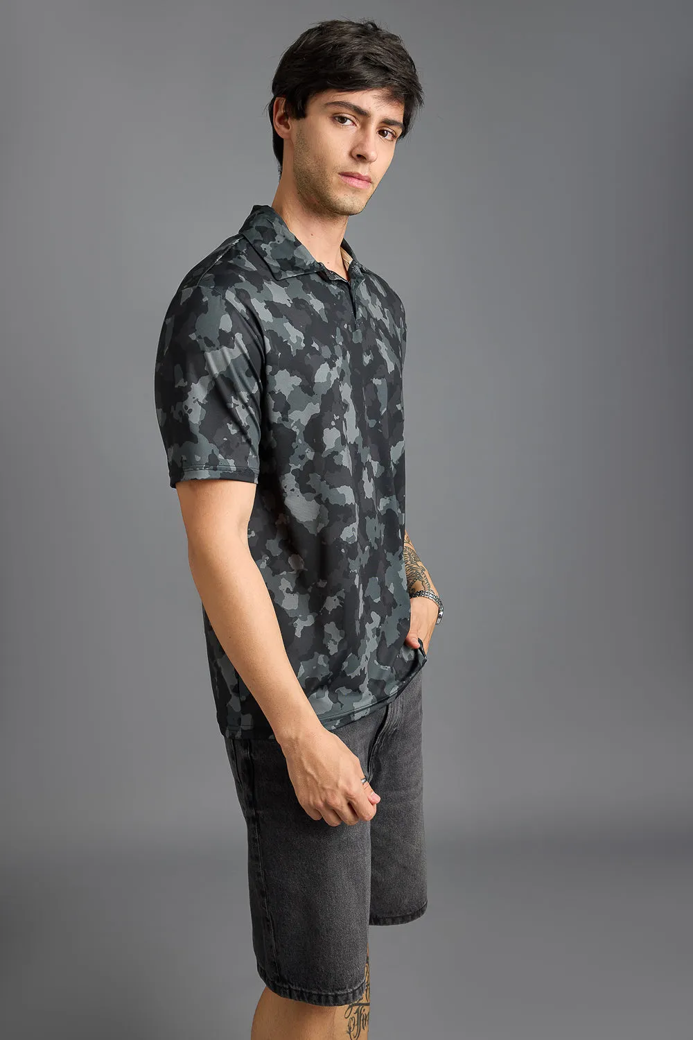 Camo Print Men's Polo T-Shirt