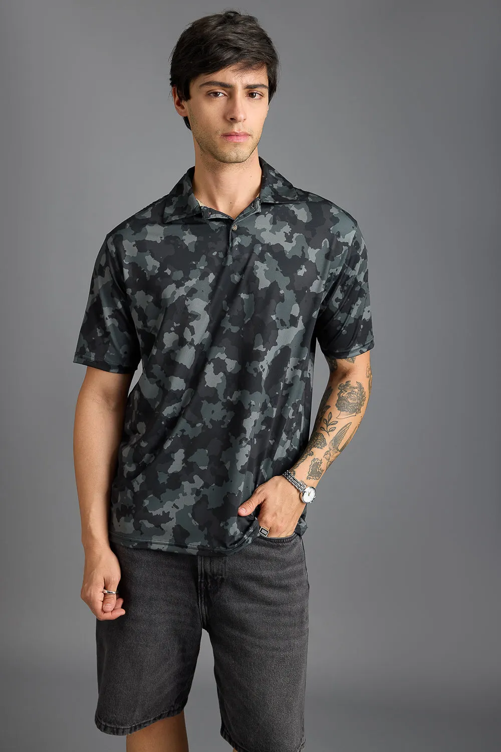 Camo Print Men's Polo T-Shirt