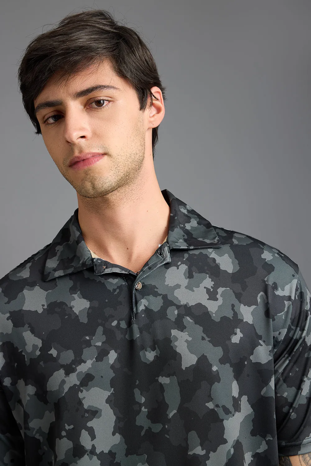 Camo Print Men's Polo T-Shirt