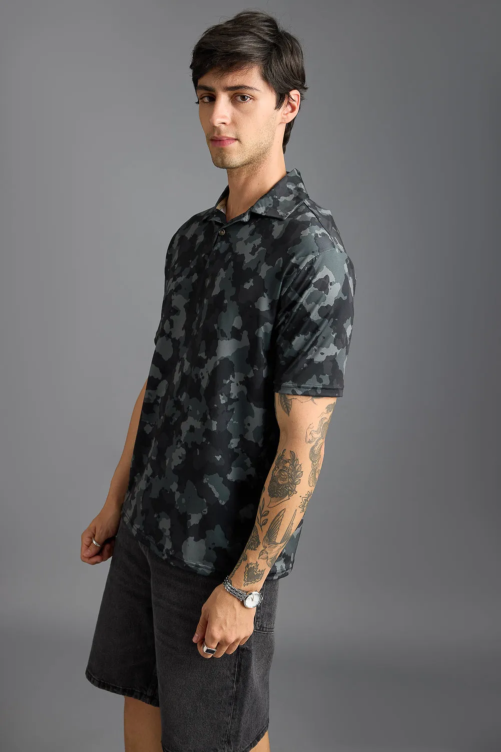 Camo Print Men's Polo T-Shirt