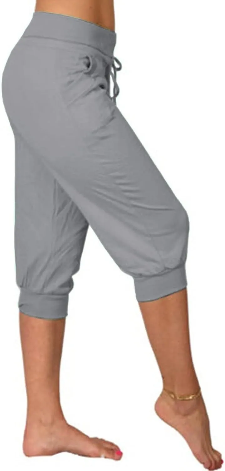 Capri Pants for Women Casual Summer Petite Short Jogger Sweatpants Drawstring Cropped Trouser Capri Leggings Plus Size