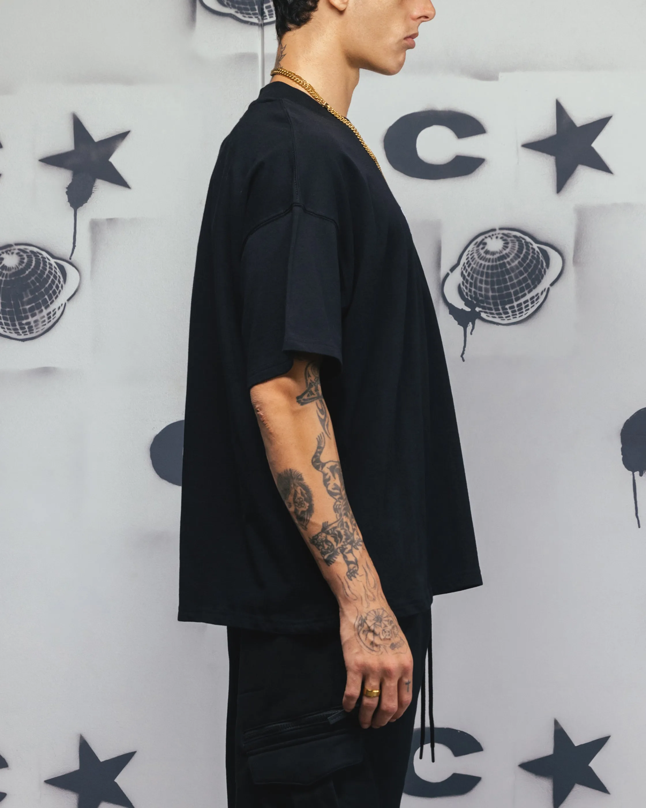 Carre Embroidered Graffiti T-Shirt Black