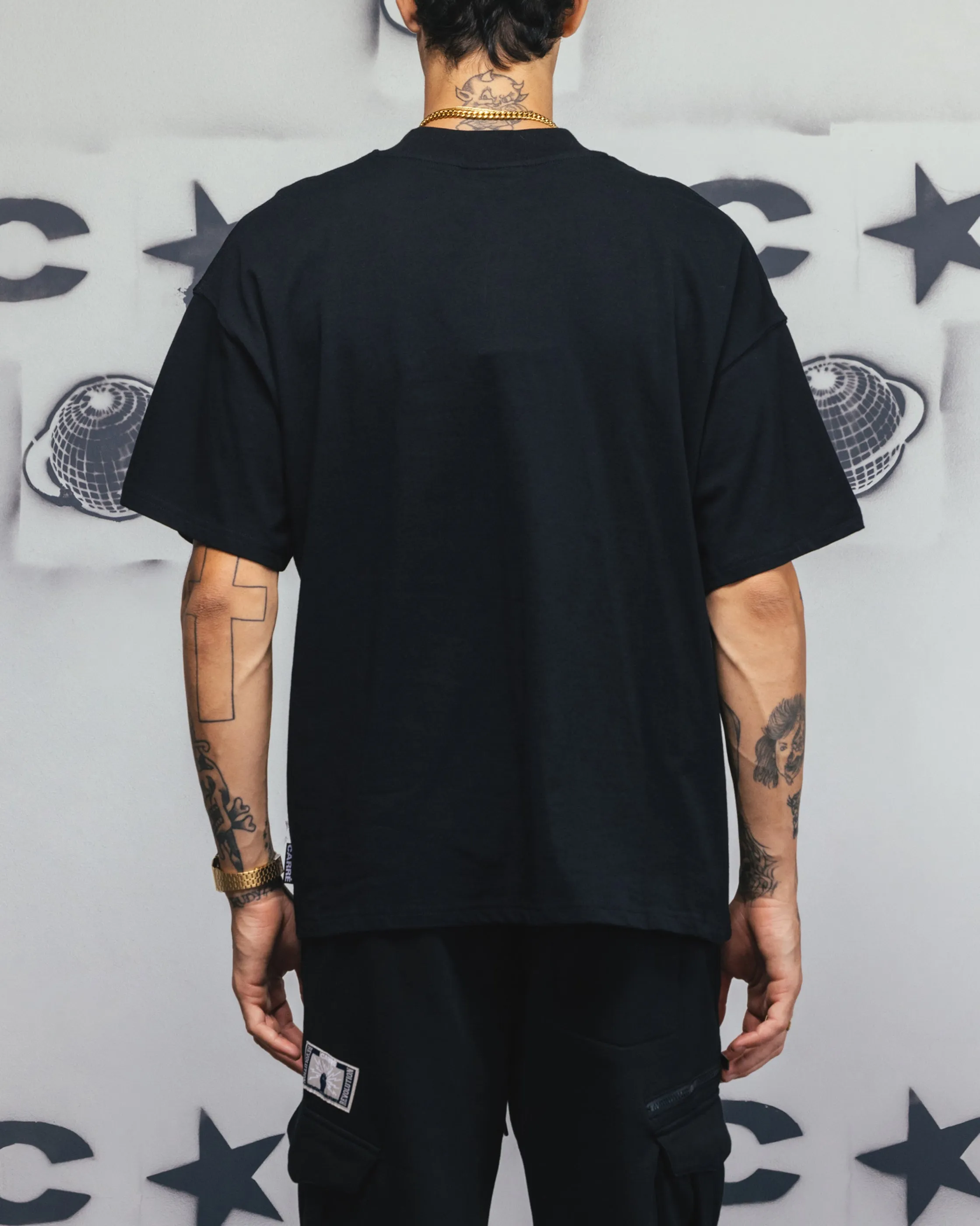 Carre Embroidered Graffiti T-Shirt Black