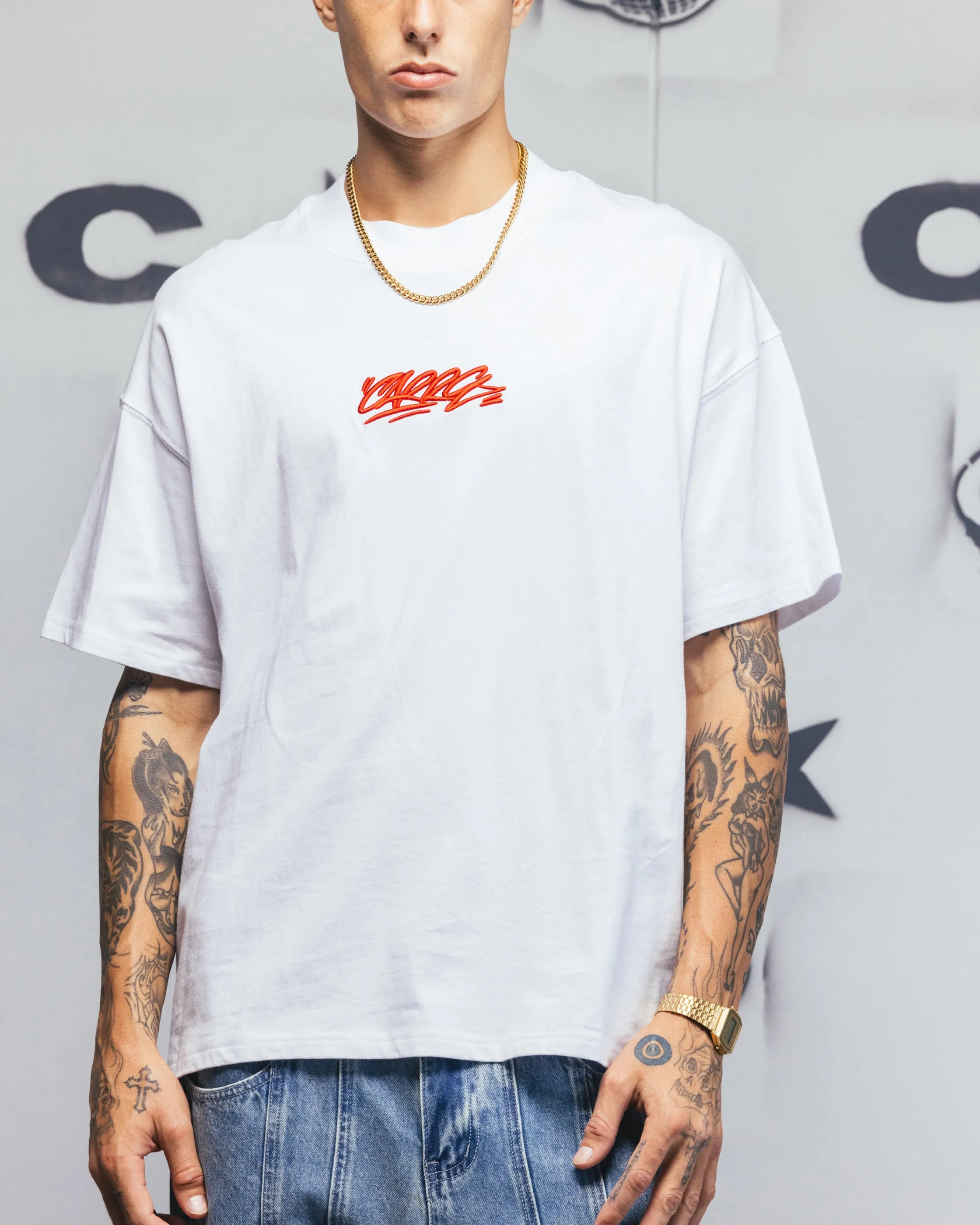 Carre Embroidered Graffiti T-Shirt White