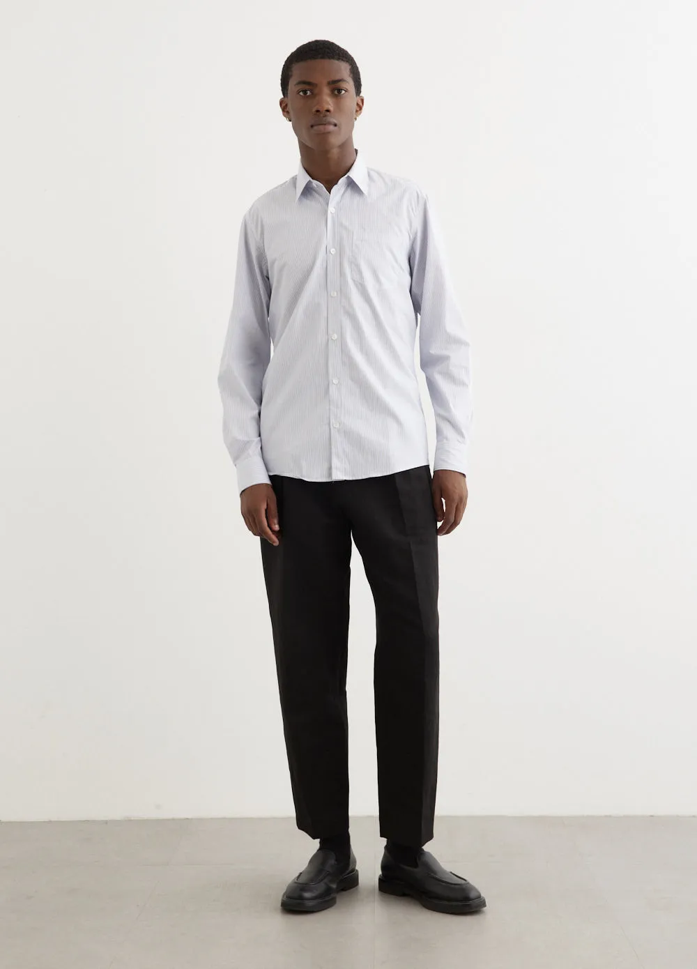 Corbino High Twist Poplin Stripe Shirt