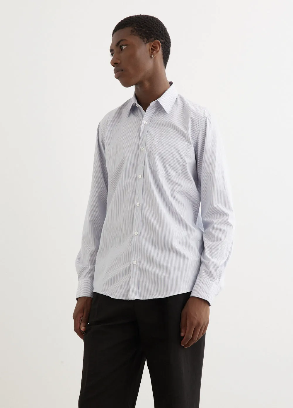 Corbino High Twist Poplin Stripe Shirt