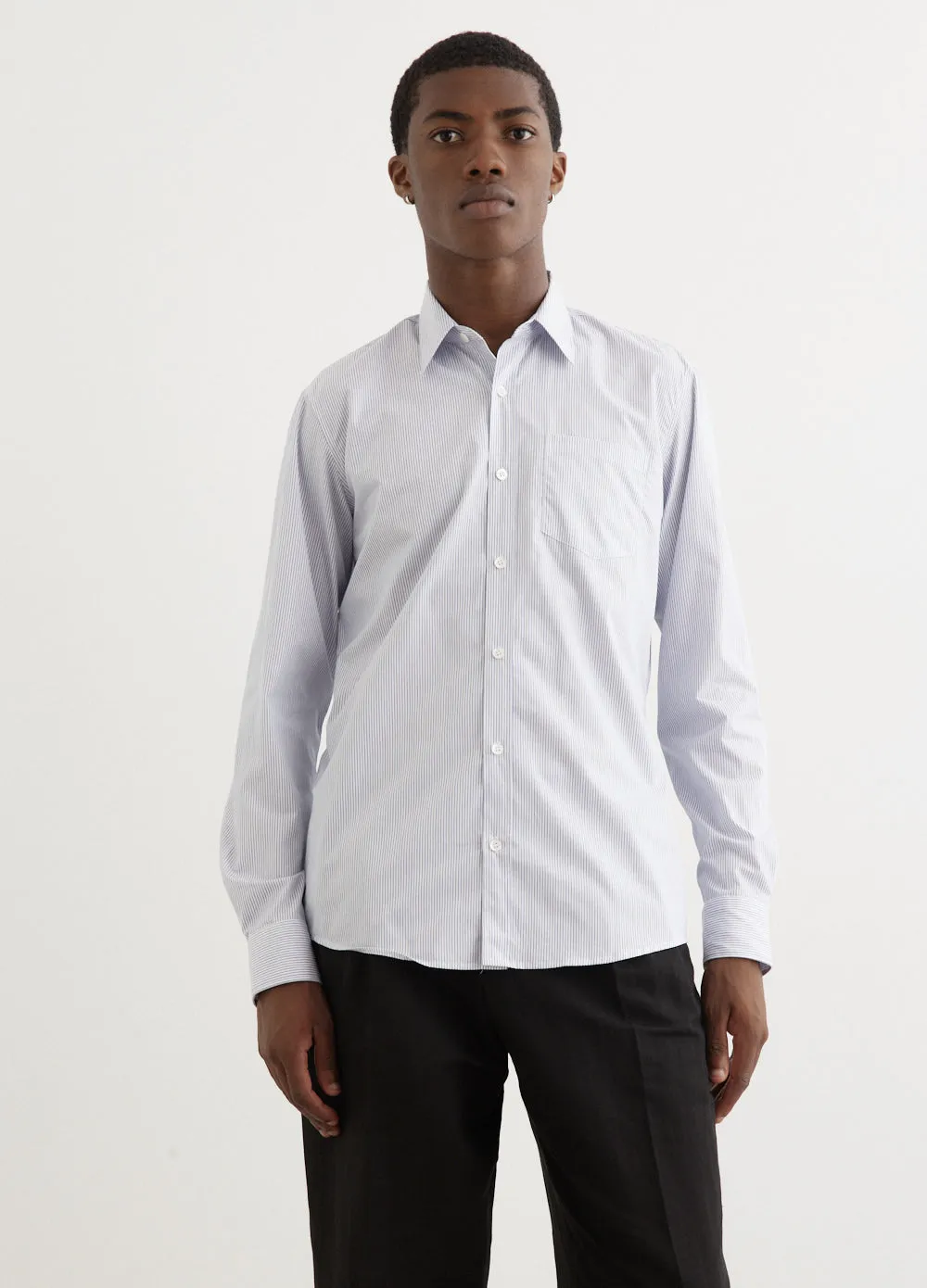 Corbino High Twist Poplin Stripe Shirt