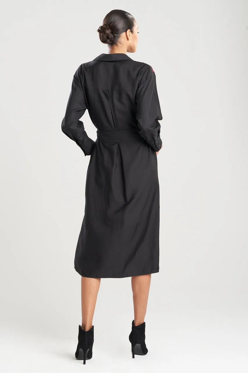 Cotton Silk Oversized Embroidered Shirtdress