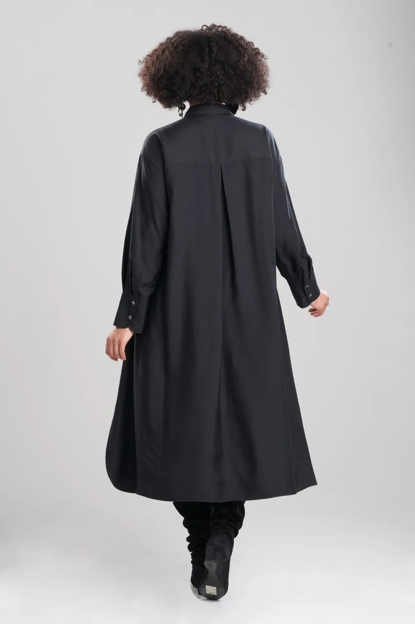 Cotton Silk Oversized Embroidered Shirtdress