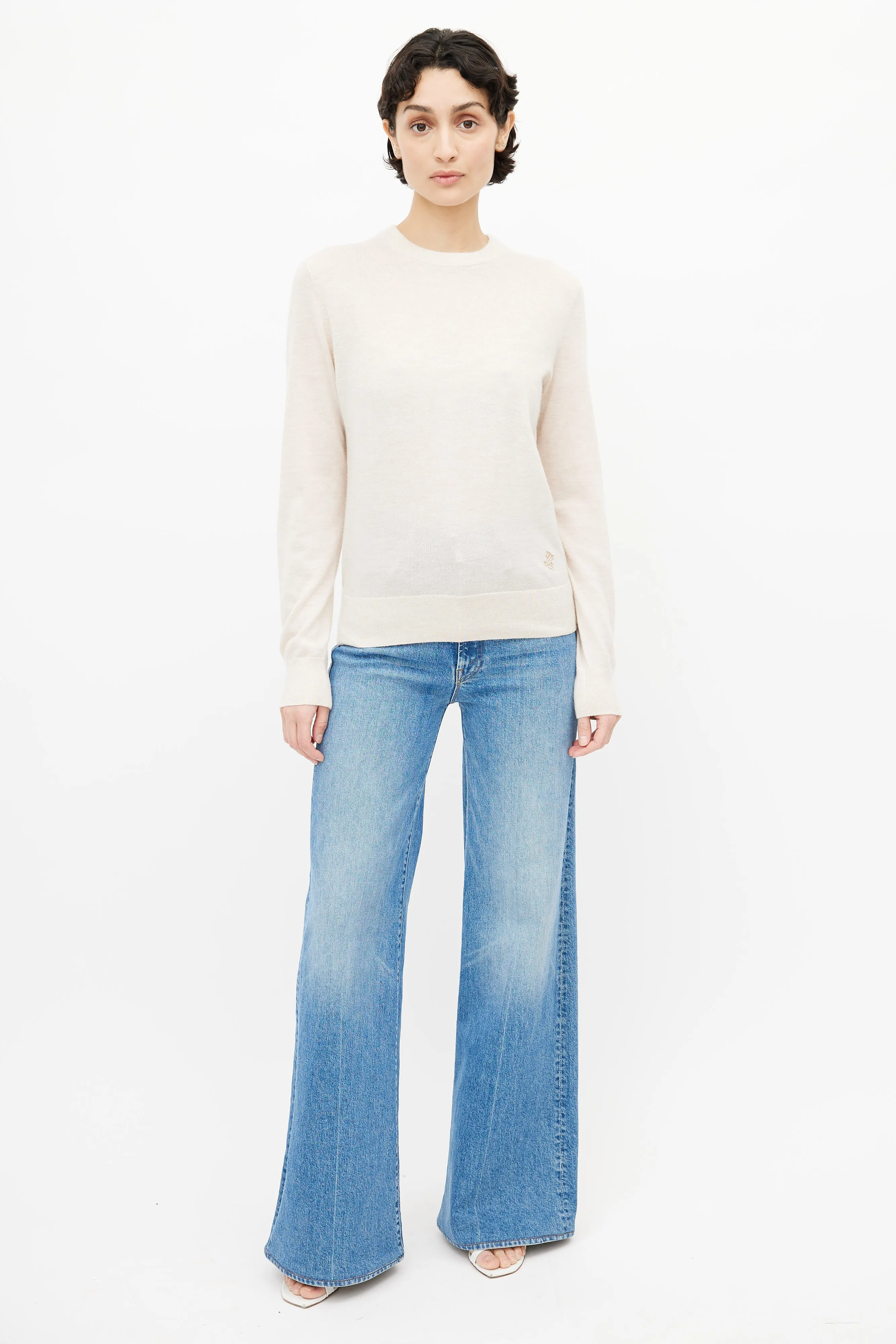 Cream Cashmere Knit Sweater