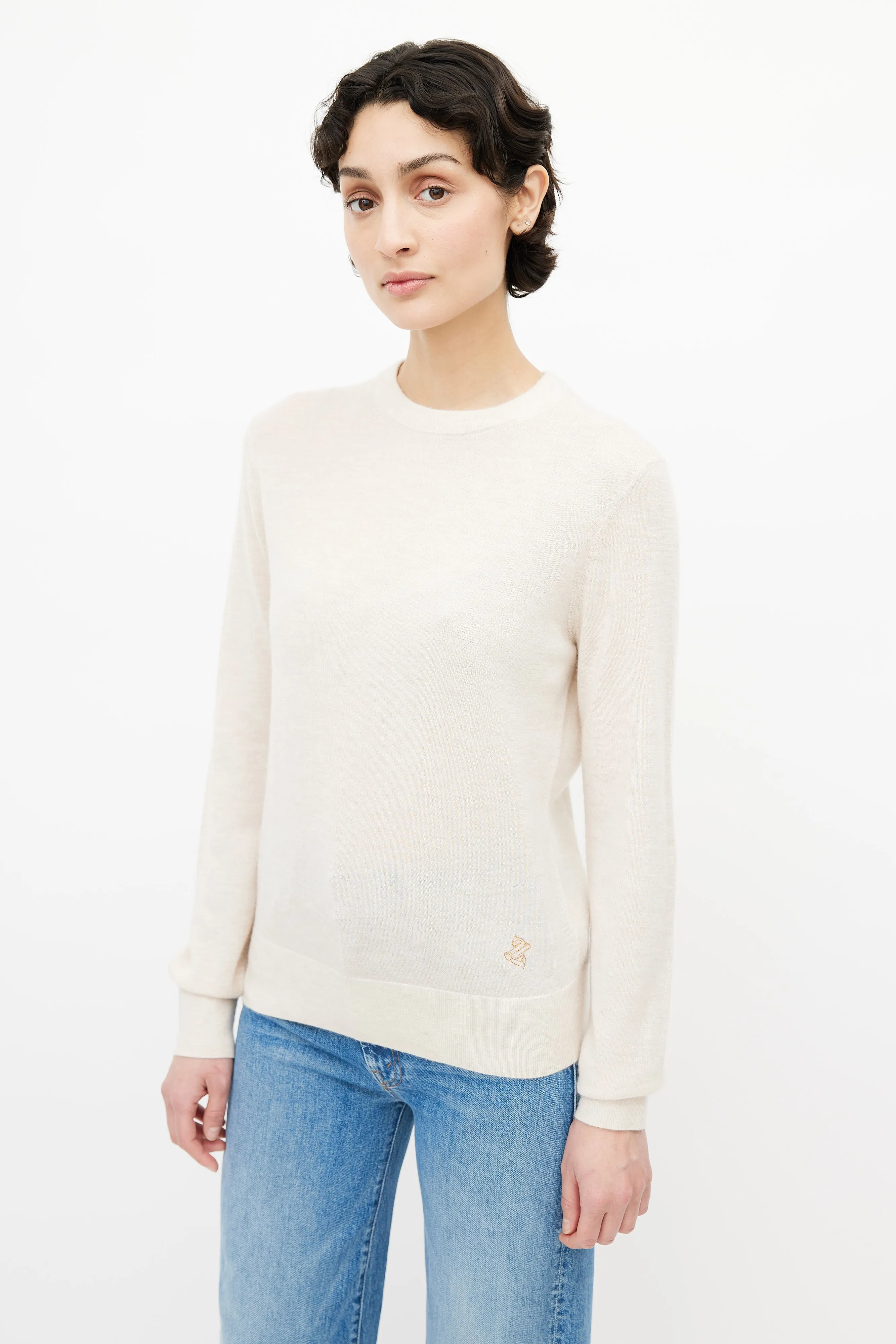 Cream Cashmere Knit Sweater