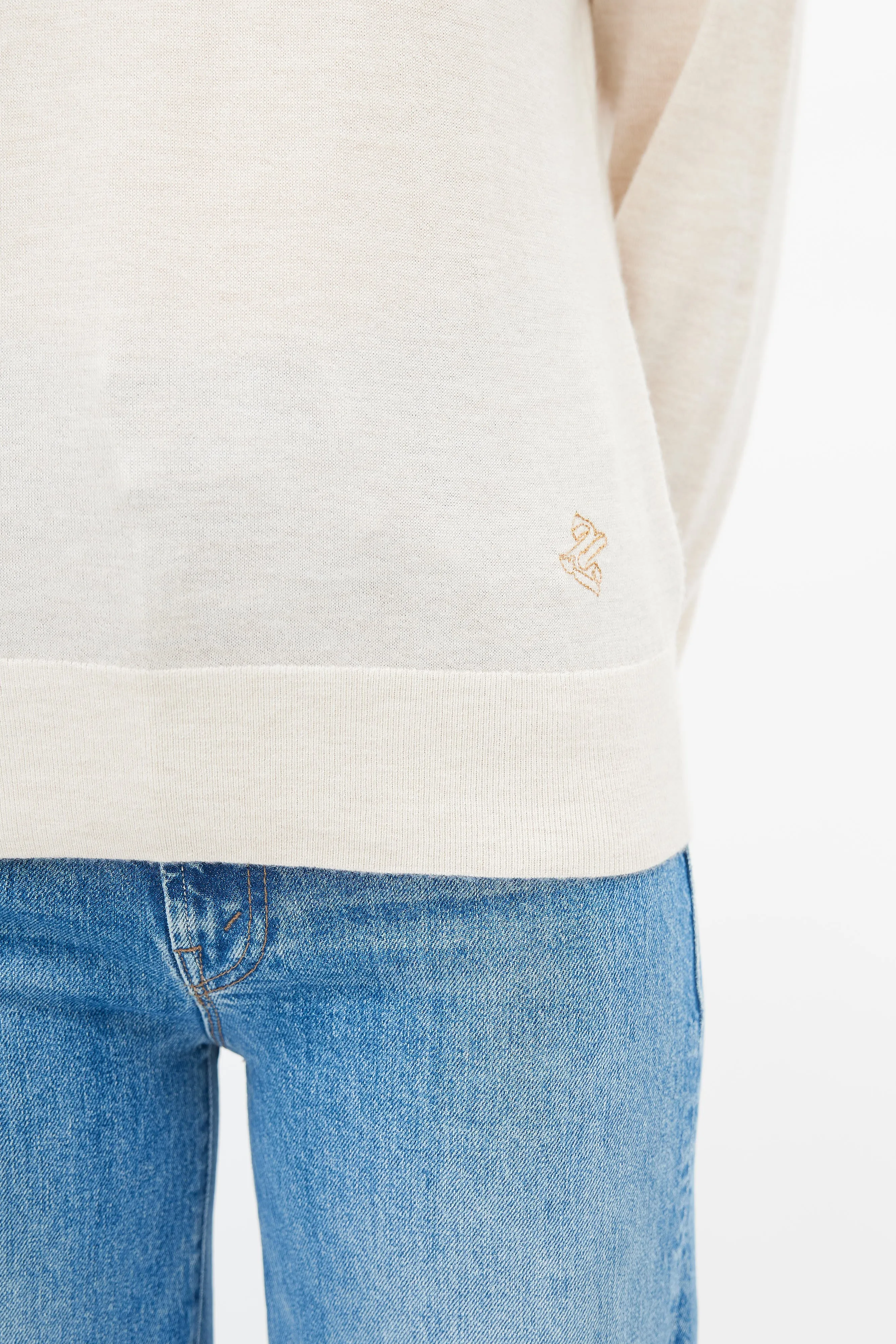 Cream Cashmere Knit Sweater