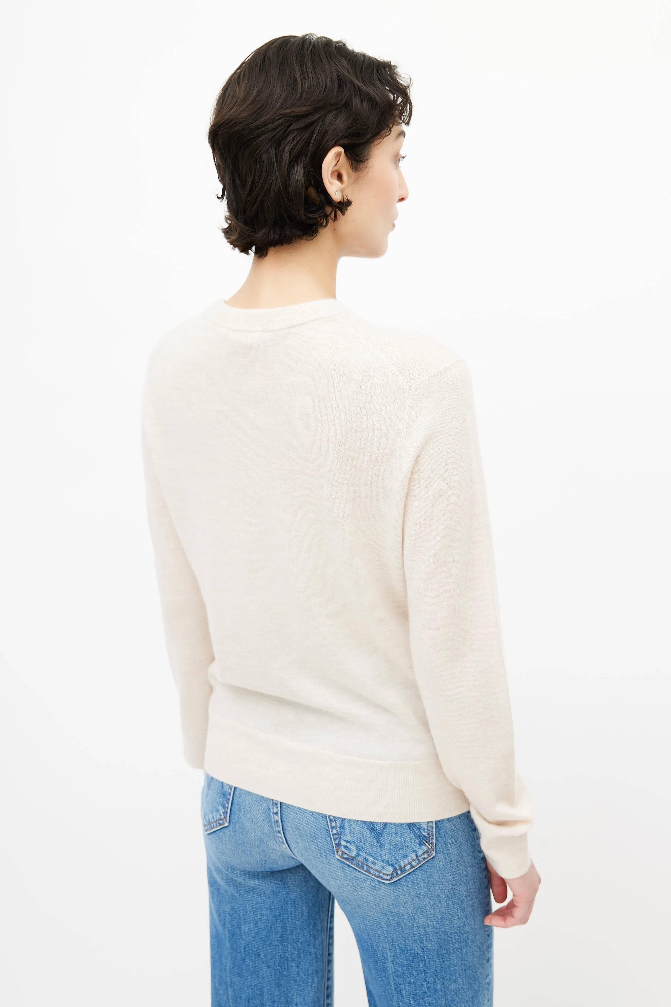 Cream Cashmere Knit Sweater